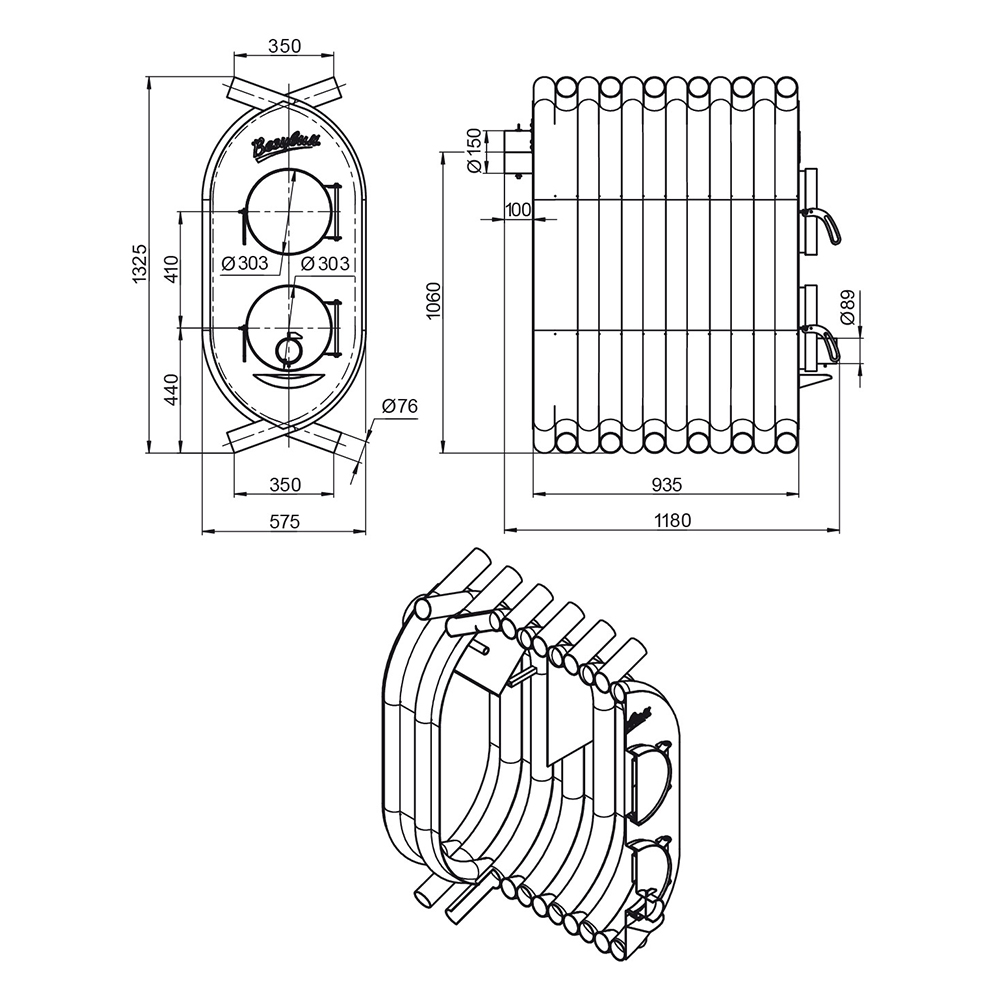 Отопительная печь Везувий АОГТ 900 (миниатюра)
