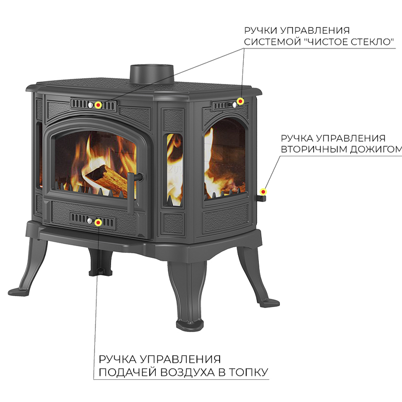 Печь-камин Везувий KZ-14P (Антрацит) (миниатюра)