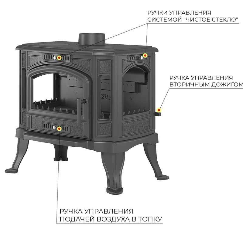 Печь-камин Везувий KZ-14SP (Антрацит) с плитой (миниатюра)