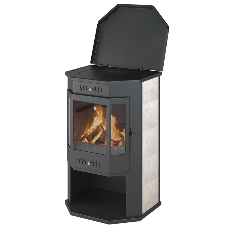 Печь-камин ASTON Призматик с плитой (бежевый)