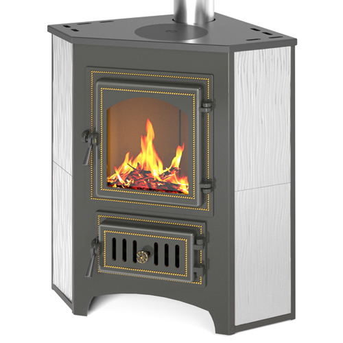 Печь-камин Везувий ПК-01 (220) угловой с конфоркой (бежевый)