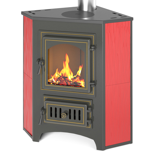 Печь-камин Везувий ПК-01 (220) угловой с конфоркой (красный)