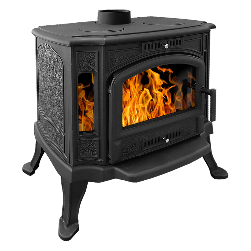 Печь-камин Везувий KZ-14 S (Антрацит) с плитой (миниатюра)