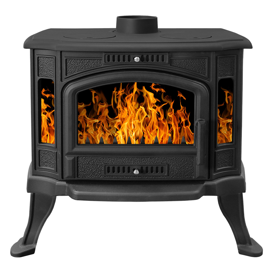 Печь-камин Везувий KZ-14 S (Антрацит) с плитой (миниатюра)