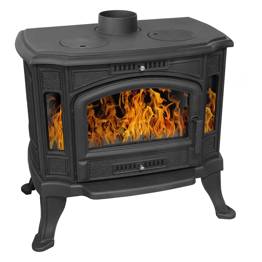 Печь-камин Везувий KZ-14 S (Антрацит) с плитой (миниатюра)