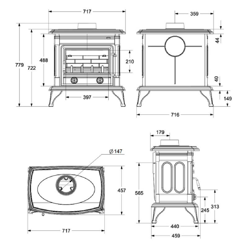 Печь-камин Везувий AST-13К (Антрацит) (миниатюра)