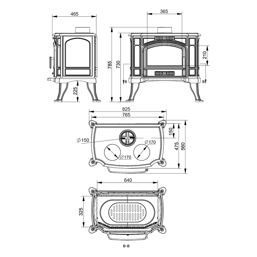 Печь-камин Везувий KZ-14SP (Антрацит) с плитой (миниатюра)