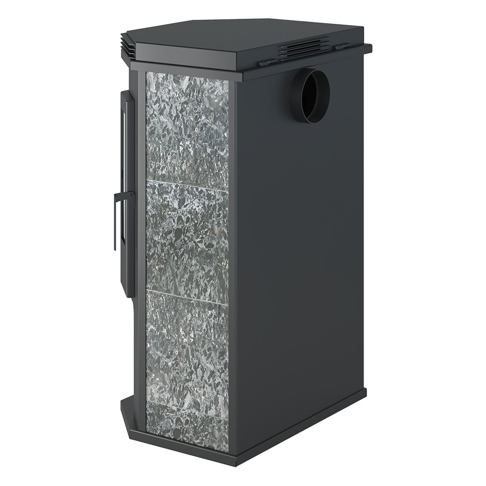 Печь-камин Везувий ПК-05 Призматик с плитой в камне (Пироксенит Элит) (миниатюра)