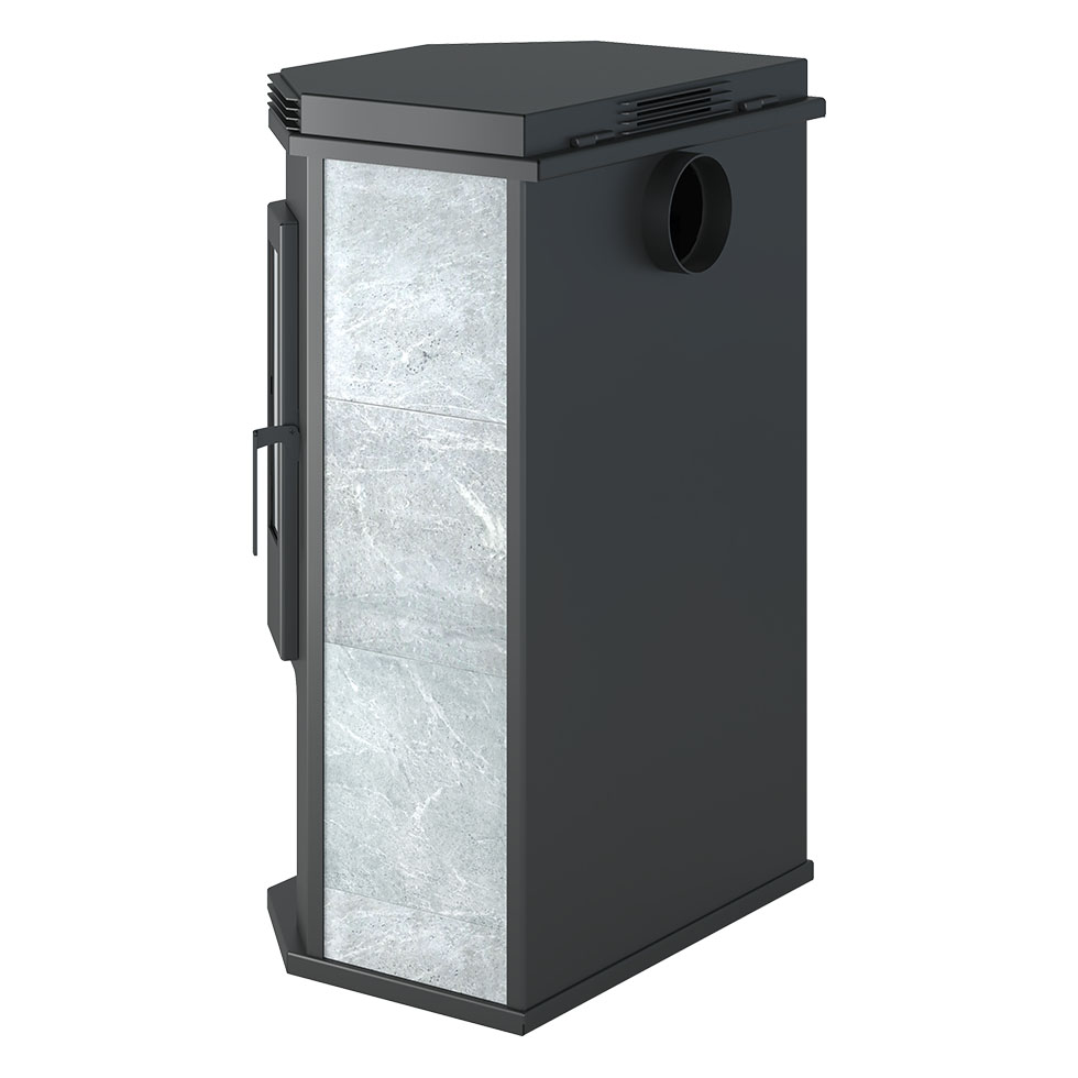 Печь-камин Везувий ПК-05 Призматик с плитой в камне (Талькохлорит) (миниатюра)