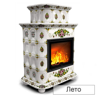 Каминная облицовка КимрПечь Прованс пристенный двухъярусный МЛ-700(Исполнение Роспись, Цвет / Декор Лето)
