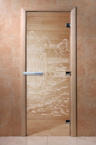Дверь для бани/сауны DoorWood Китай прозрачная(Размер 2100*700 мм, Расположение Левая)
