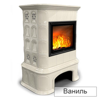 Каминная облицовка КимрПечь Прованс с дровником пристенная МЛ-700(Исполнение Однотонный A, Цвет / Декор Ваниль [A2])