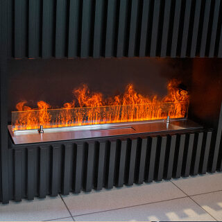 Электрический очаг Schones Feuer 3D FireLine 1000 со стальной крышкой(Цвет пламени Классический, Панель Латунная)