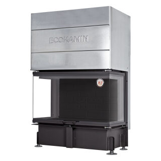 Каминная топка EcoKamin Дельта 1000 P три стекла принтинг (подовое горение)(Черный шамот)