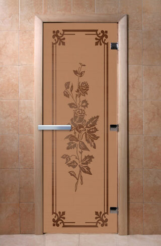 Дверь для бани/сауны DoorWood Розы бронза матовая(Размер 1900*800 мм, Расположение Правая)
