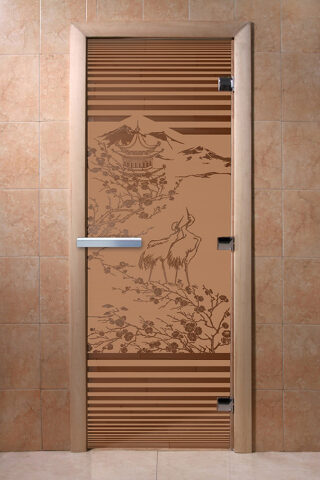 Дверь для бани/сауны DoorWood Япония бронза матовая(Размер 2100*900 мм, Расположение Правая)