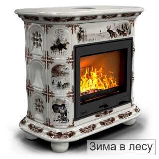 Каминная облицовка КимрПечь Прованс центральный Л-600(Исполнение Роспись, Цвет / Декор Зима в лесу)