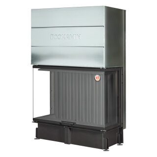 Каминная топка EcoKamin Дельта 1200х800х450P три стекла (подовое горение)(Черный шамот)