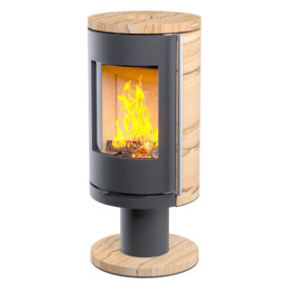 Печь-камин Astov R1.0 N K(Крышка/Основание Песчаник, Дверца Сталь, Ручка Длинная (Серая))