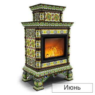 Каминная облицовка КимрПечь Кострома двухъярусная пристенная МЛ-700(Исполнение Роспись, Цвет / Декор Июнь)