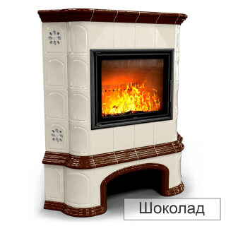 Каминная облицовка КимрПечь Прованс с дровником угловая МЛ-700(Исполнение Однотонный B, Цвет / Декор Шоколад [G4])