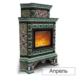 Каминная облицовка КимрПечь Кострома двухъярусная угловая МЛ-700(Исполнение Роспись, Цвет / Декор Апрель)