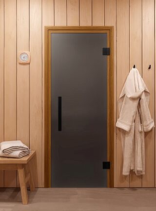 Дверь для бани/сауны DoorWood Фаворит Блэк(Размер 1900*700 мм, Цвет стекла Графит матовый, Расположение Правая)
