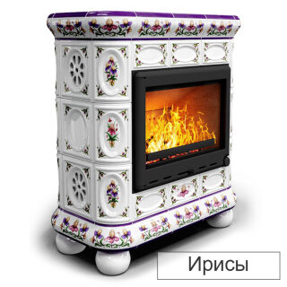 Каминная облицовка КимрПечь Медальон пристенная МЛ-700(Исполнение Роспись, Цвет / Декор Ирисы)