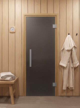 Дверь для бани/сауны DoorWood Фаворит(Размер 2000*800 мм, Цвет стекла Графит матовый, Расположение Правая)