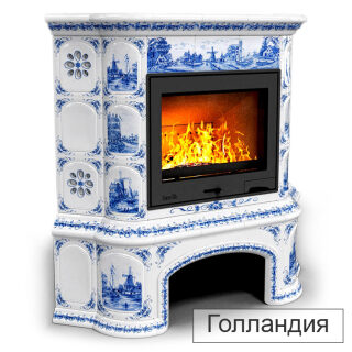 Каминная облицовка КимрПечь Прованс с дровником угловая Л-600(Исполнение Роспись, Цвет / Декор Голландия)