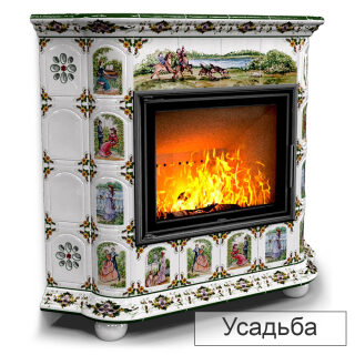 Каминная облицовка КимрПечь Прованс угловой МЛ-700(Исполнение Роспись, Цвет / Декор Усадьба)