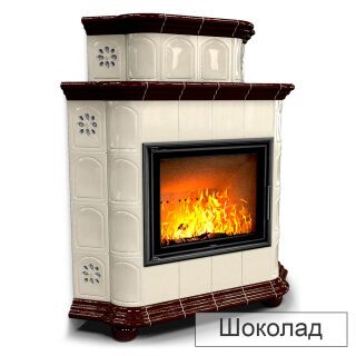 Каминная облицовка КимрПечь Прованс угловой двухъярусный МЛ-700(Исполнение Однотонный B, Цвет / Декор Шоколад [G4])
