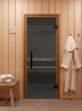 Дверь для бани/сауны DoorWood Фаворит Блэк(Размер 2000*800 мм, Цвет стекла Графит прозрачный , Расположение Правая)