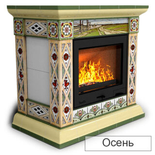 Каминная облицовка КимрПечь Билибин пристенная Л-600(Исполнение  Роспись, Цвет / Декор Осень)