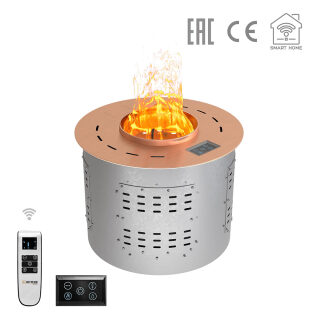Электрический паровой камин Airtone Vepo Round (Rose Gold drowing / Розовое золото-сатин)(Длина 600 мм)