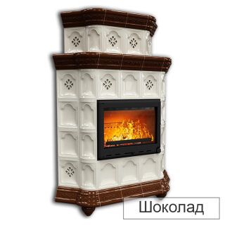 Каминная облицовка КимрПечь Истра двухъярусная угловая МЛ-700(Исполнение Однотонный B, Цвет / Декор Шоколад [G4])