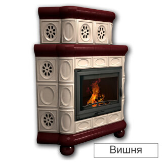 Каминная облицовка КимрПечь Медальон двухъярусная угловая МЛ-700(Исполнение Однотонный B, Цвет / Декор Вишня [F3])