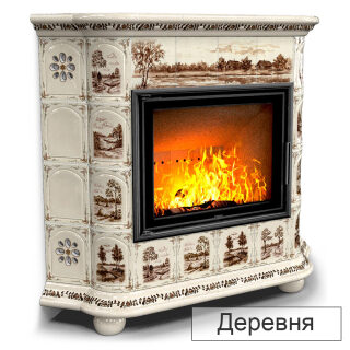 Каминная облицовка КимрПечь Прованс угловой МЛ-700(Исполнение Роспись, Цвет / Декор Деревня)