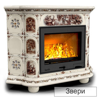 Каминная облицовка КимрПечь Прованс угловой Л-600(Исполнение Роспись, Цвет / Декор Звери)