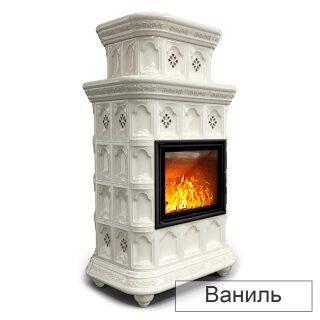 Каминная облицовка КимрПечь Истра двухъярусная центральная МЛ-700(Исполнение Однотонный A, Цвет / Декор Ваниль [A2])