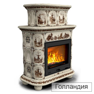 Каминная облицовка КимрПечь Прованс центральный двухъярусный Л-600(Исполнение Роспись, Цвет / Декор Голландия)