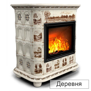 Каминная облицовка КимрПечь Прованс пристенный МЛ-700(Исполнение Роспись, Цвет / Декор Деревня)