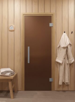 Дверь для бани/сауны DoorWood Фаворит(Размер 2000*700 мм, Цвет стекла Бронза матовая, Расположение Правая)