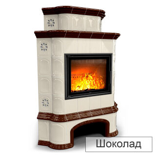 Каминная облицовка КимрПечь Прованс с дровником угловая двухъярусная МЛ-700(Исполнение Однотонный B, Цвет / Декор Шоколад [G4])