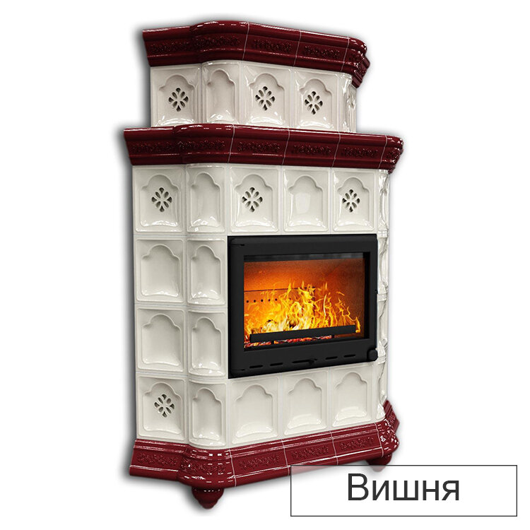 Каминная облицовка КимрПечь Истра двухъярусная угловая МЛ-700(Исполнение Однотонный B, Цвет / Декор Вишня [F3])