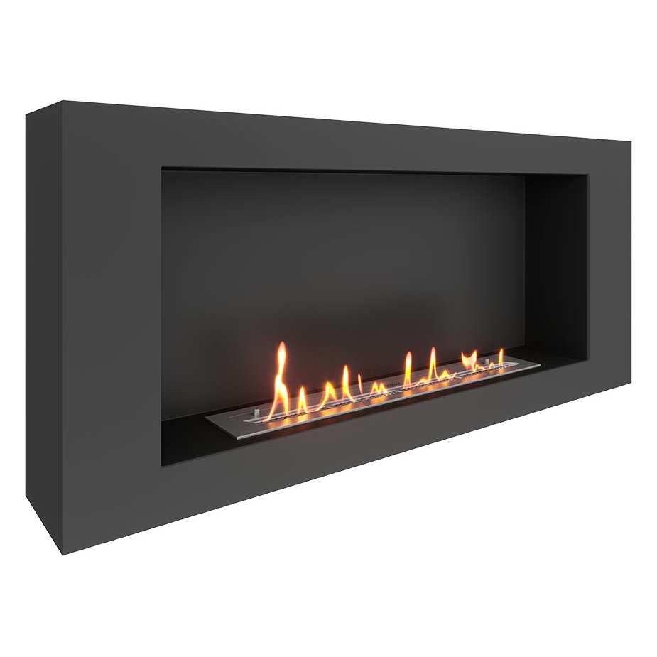 Биокамин SteelHeat WALL LONG 1200(Цвет Черный, Стекло Со стеклом, Стемалит Со стемалитом)