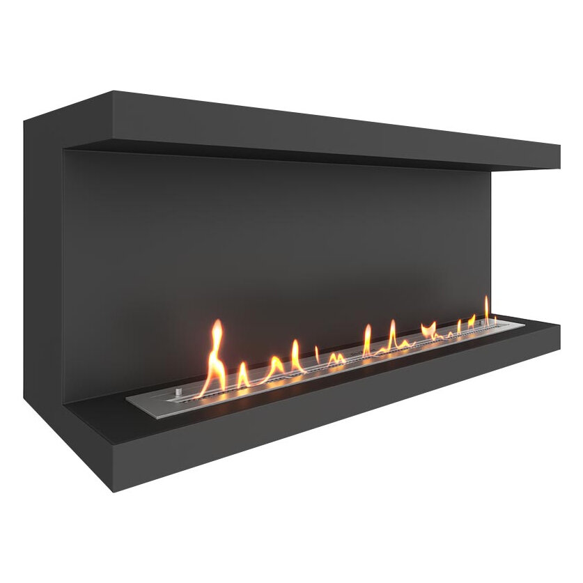 Встраиваемый фронтальный биокамин SteelHeat LONG 1200(Стекло Со стеклом, Стемалит Со стемалитом)