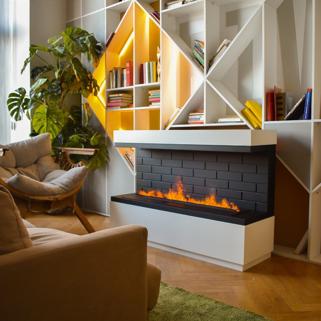Каминокомплект Schones Feuer Modern с очагом 3D FireLine 1000(Дополнительная синяя подсветка)