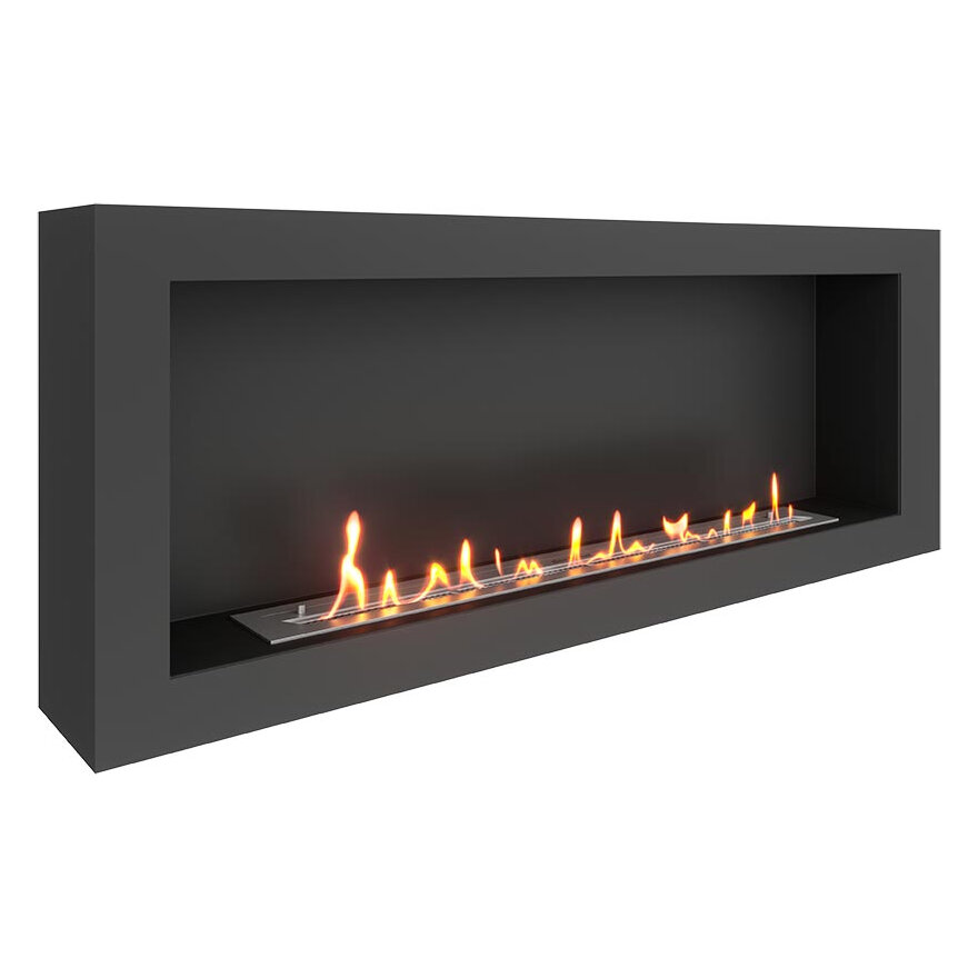 Биокамин SteelHeat WALL ONE 1400(Цвет Черный, Стекло Со стеклом, Стемалит Без стемалита)