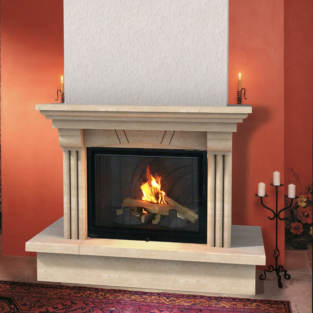 Каминная облицовка Madeira Gretta Comfort (пристенная)(Мрамор Bianco Portugalo, Тип топки под топку 800)